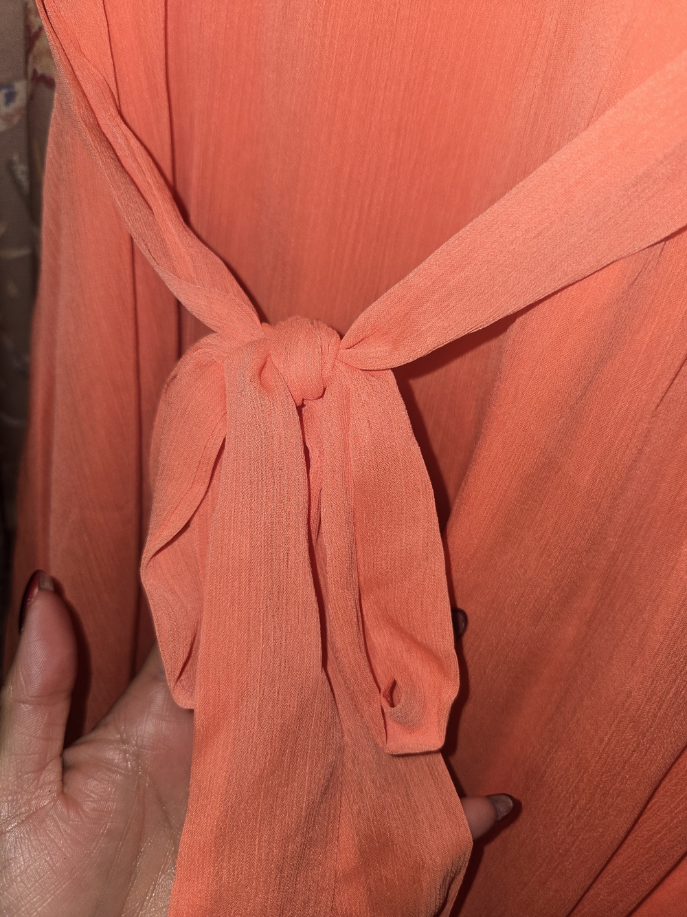 DNKY Wrap Midi Dress Coral Orange - Picture 6 of 14